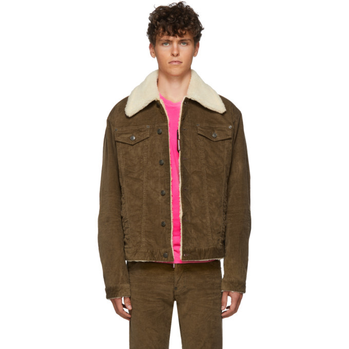 Dsquared2 Brown Stretch Corduroy Over Jacket Dsquared2