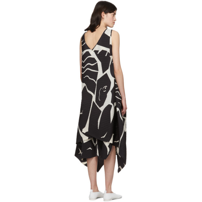 Issey Miyake Black and White Cuddle Pleats Dress Issey Miyake Men