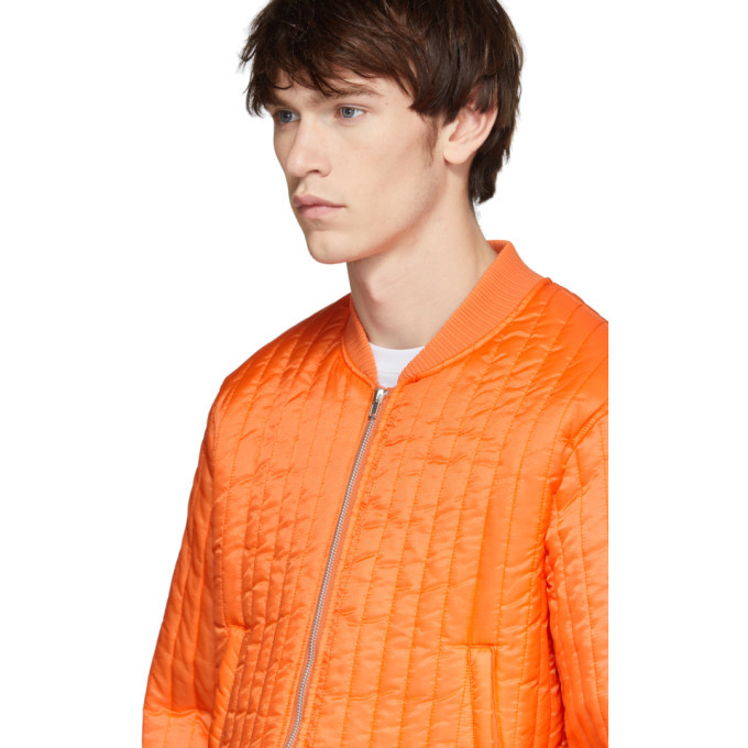 Helmut Lang Orange Quilted Nylon Bomber 