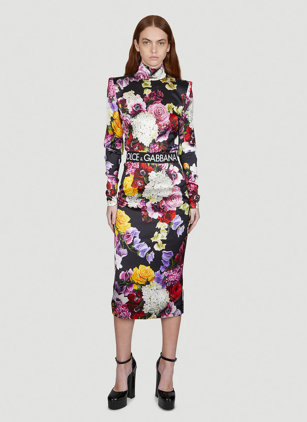 Floral Pencil Skirt in Purple Dolce & Gabbana