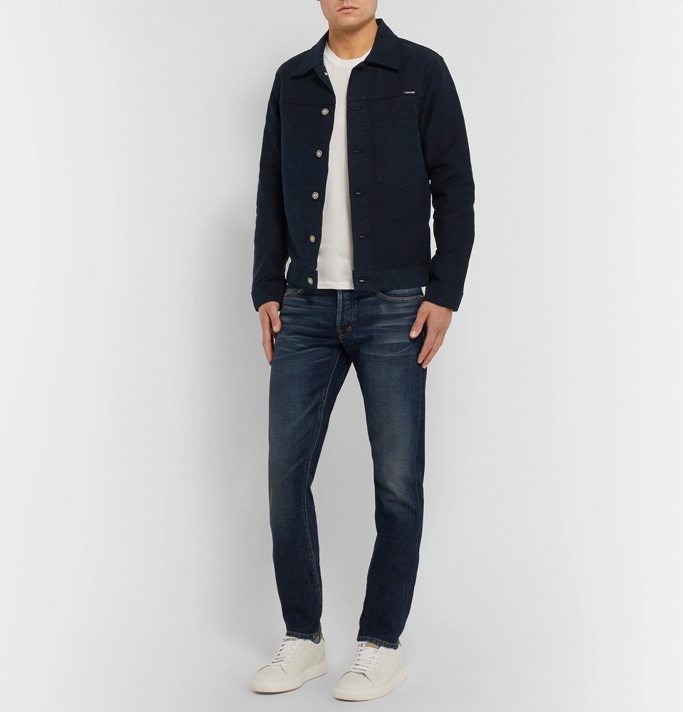 TOM FORD - Brushed-Denim Trucker Jacket - Navy TOM FORD