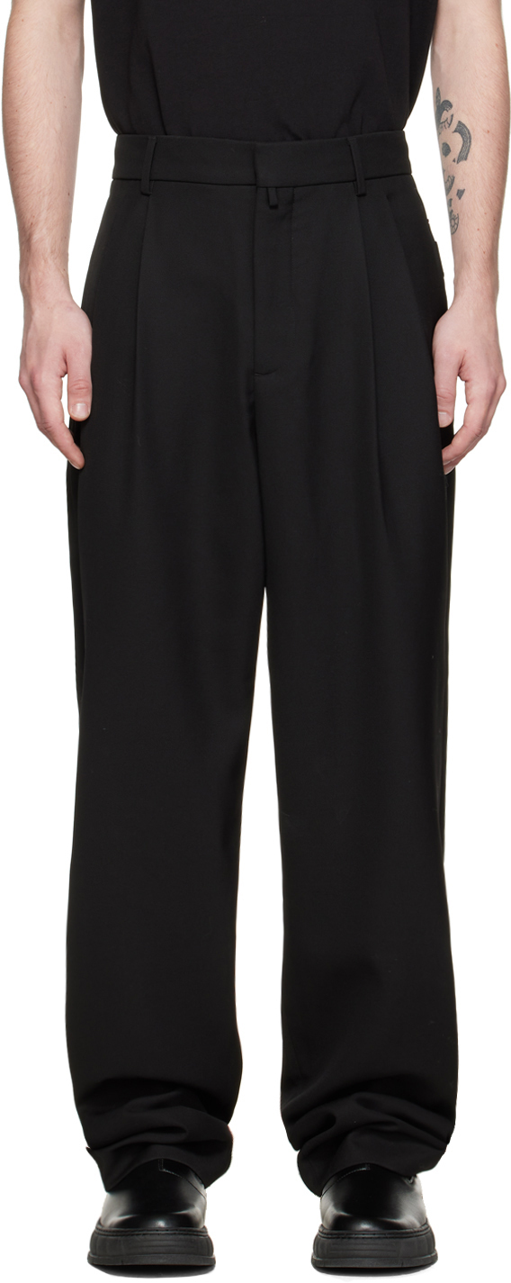 032c Black Pleated Trousers