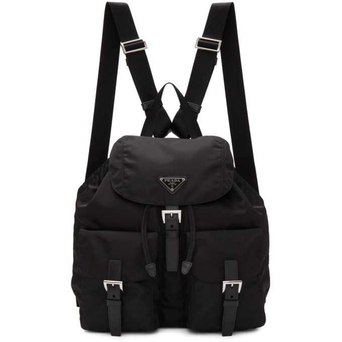 Prada Black Nylon Regular Backpack Prada