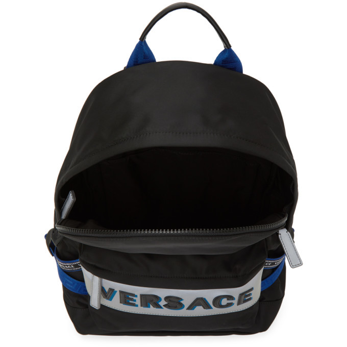 Versace Black and Blue Nylon Backpack Versace