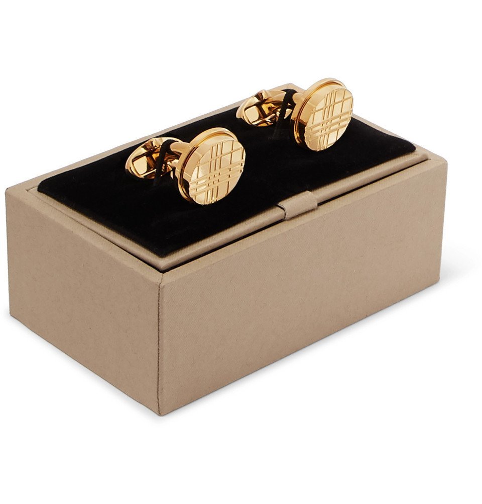 Burberry - Checked Gold-Tone Cufflinks - Men - Gold Burberry