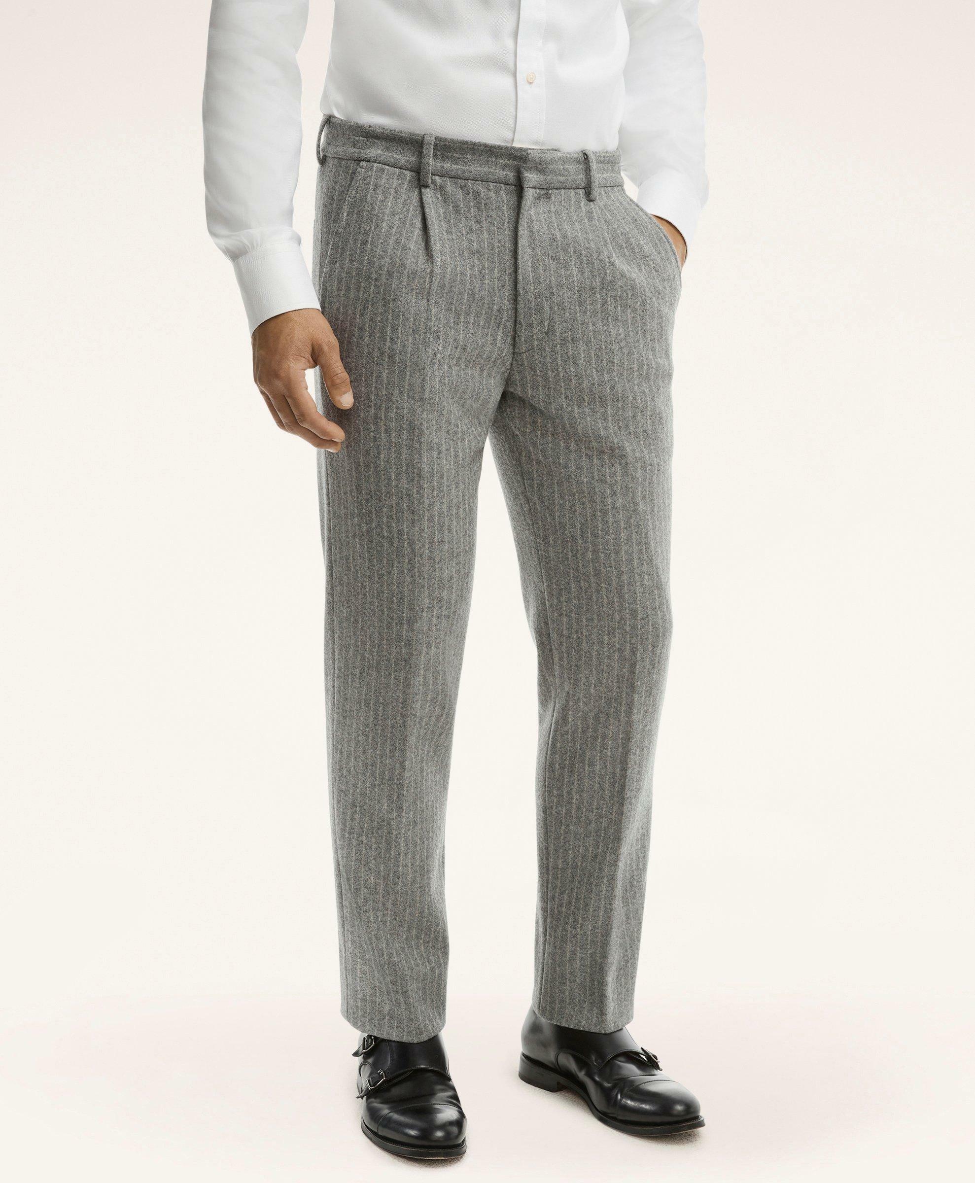 Brooks Brothers Men's Knit Pinstripe Suit Trousers | Light Grey