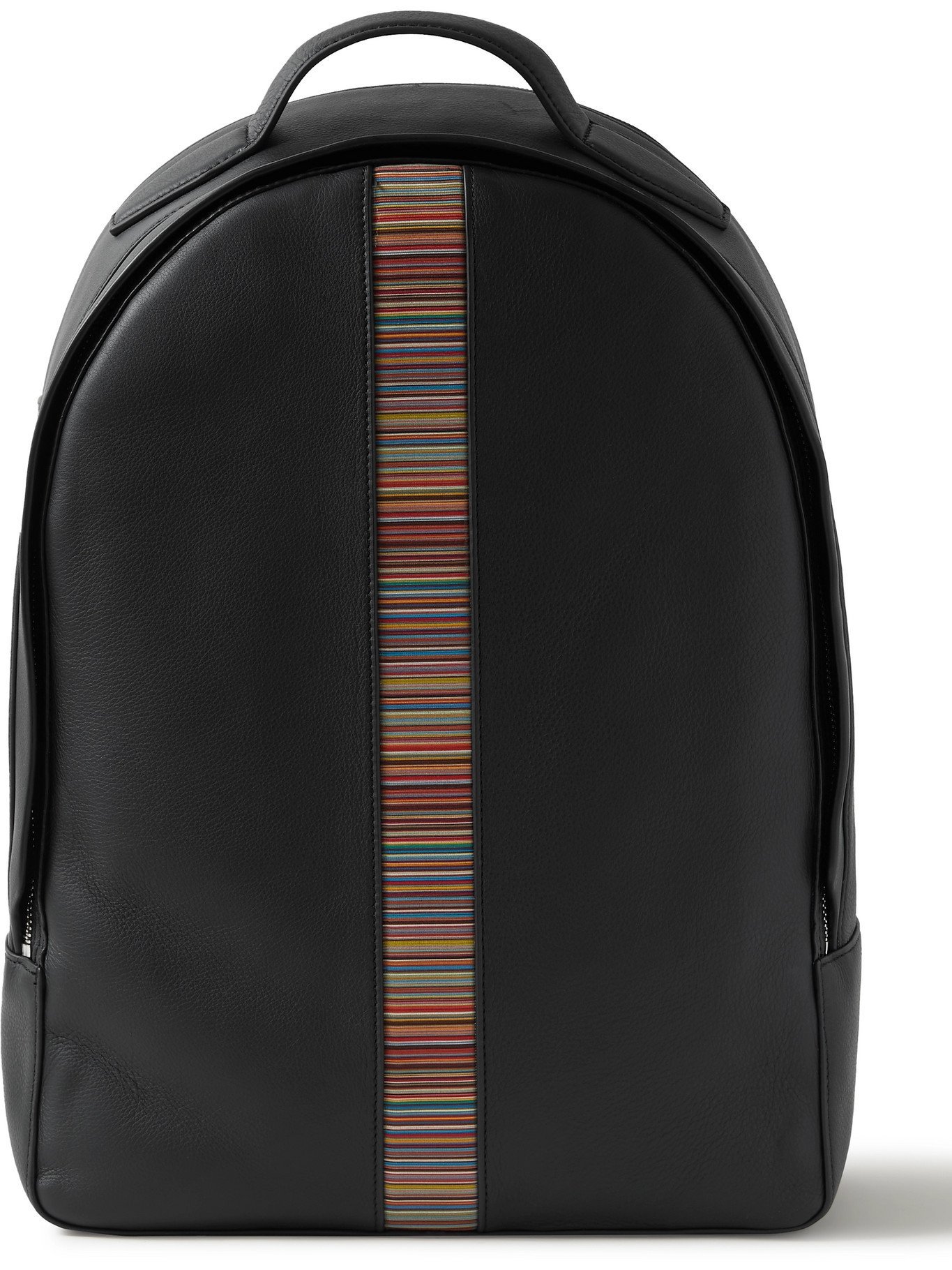 striped leather backpack