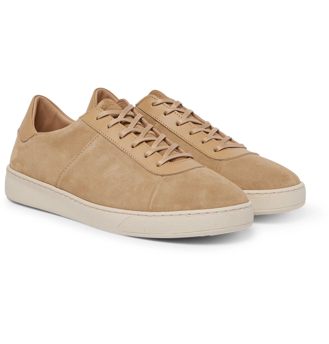 Mulo - Leather-Trimmed Suede Sneakers - Neutrals Mulo