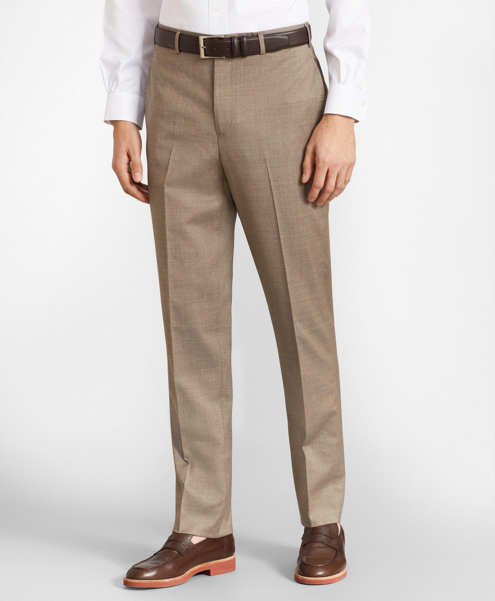 Brooks Brothers Men's Flex Milano-Fit Wool Trousers | Tan