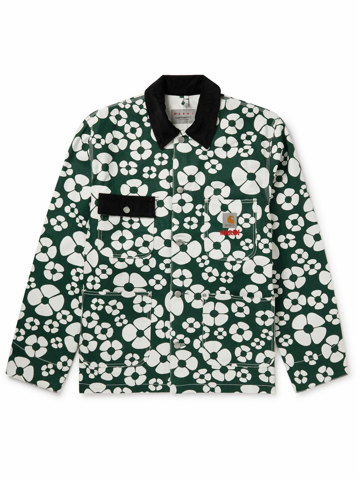 Marni Carhartt WIP CorduroyTrimmed FloralPrint CottonCanvas Jacket Green Marni