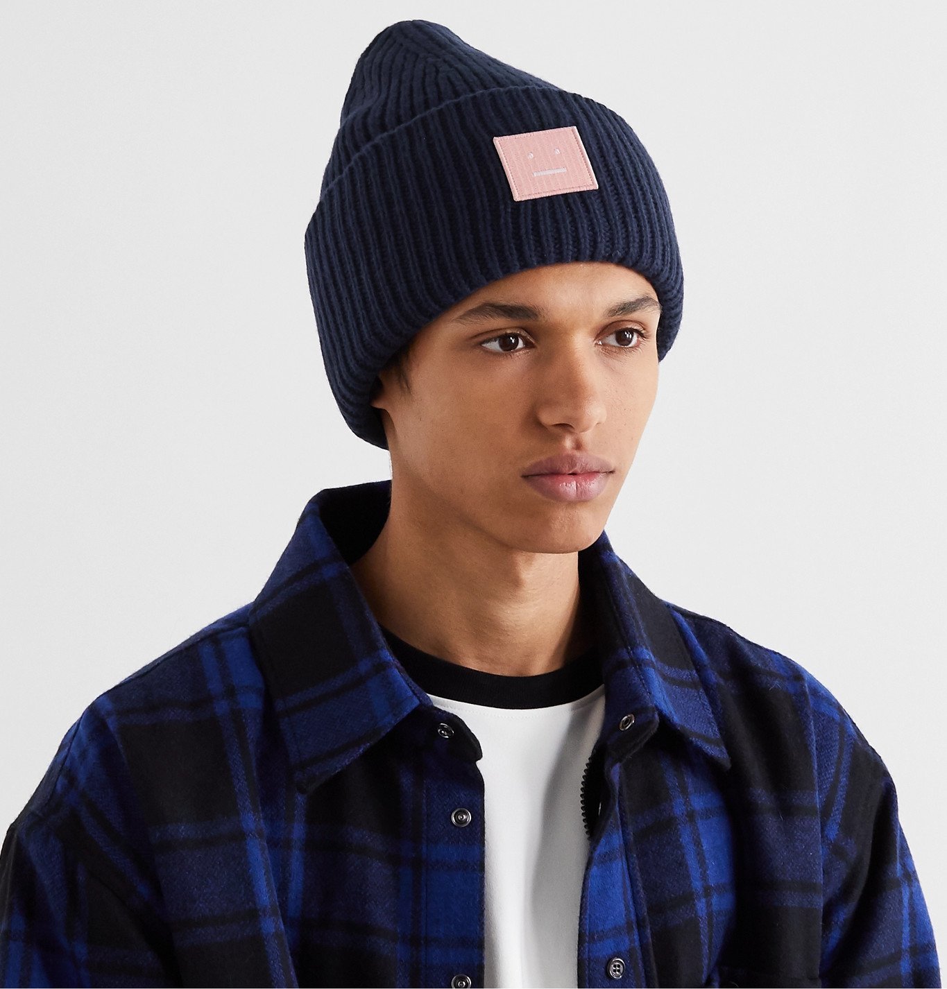 Ribbed Wool Beanie - Blue Acne Studios