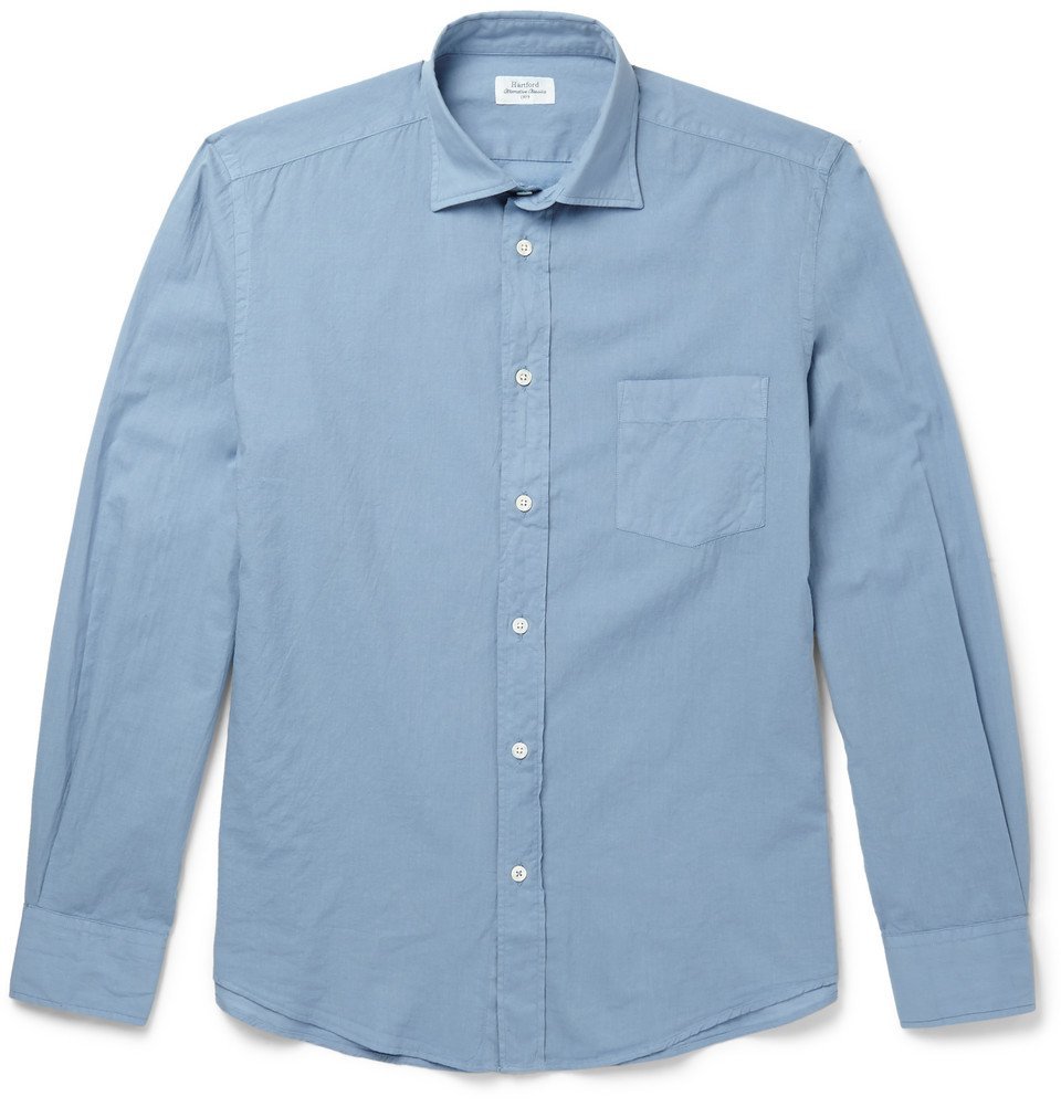 Hartford - Slim-Fit Cotton-Poplin Shirt - Men - Blue Hartford