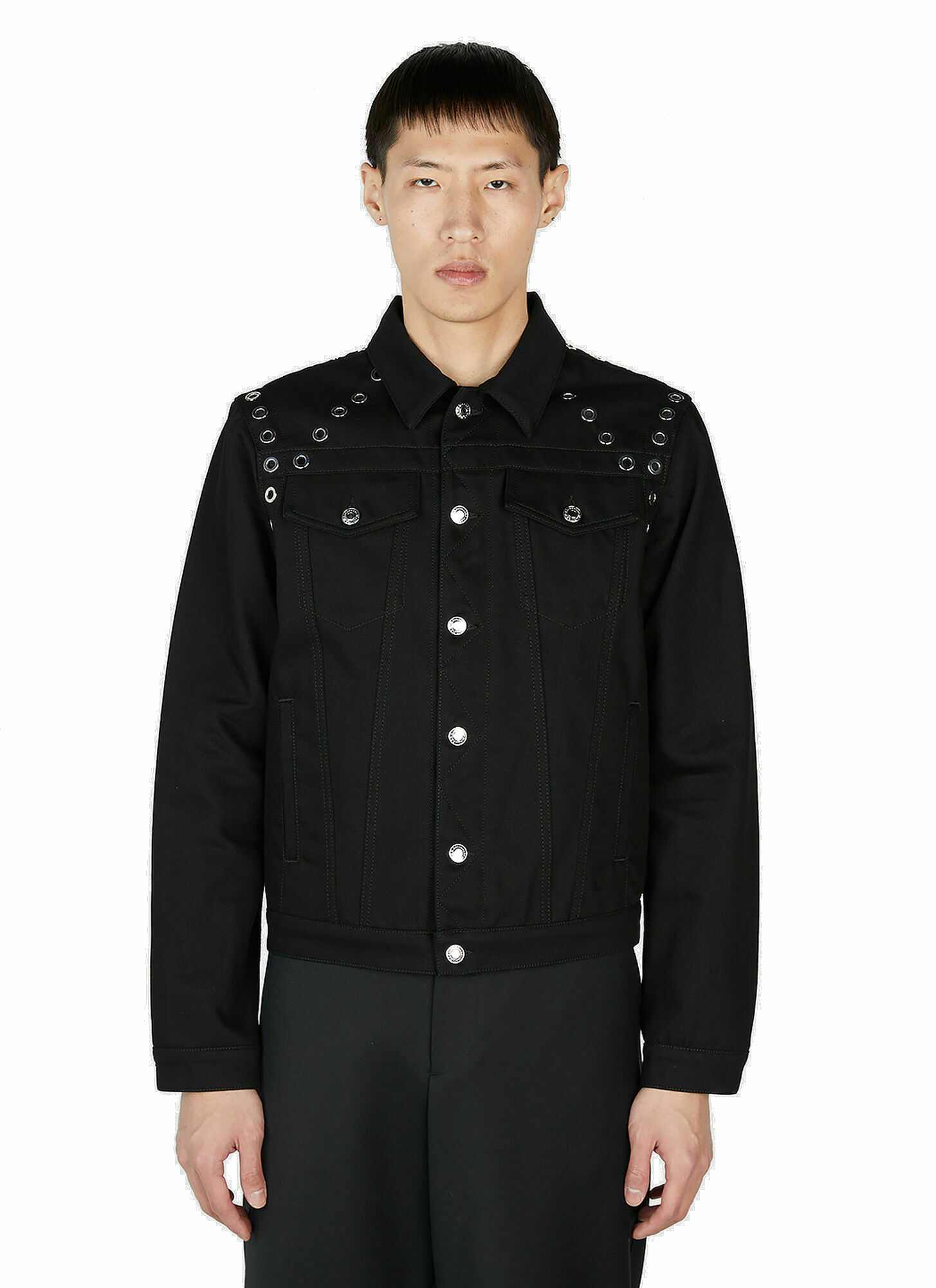 Alexander McQueen - Eyelet Denim Jacket in Black Alexander McQueen