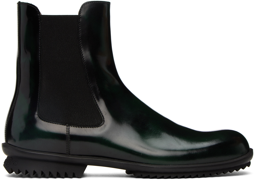 Maison Margiela Green Leather Chelsea Boots Maison Margiela