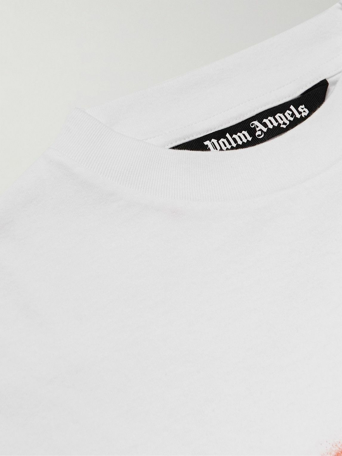 Palm Angels LogoEmbroidered Printed CottonJersey TShirt White
