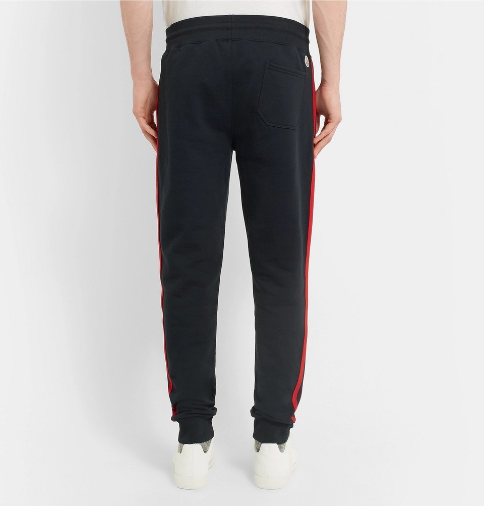 Moncler - Slim-Fit Tapered Grosgrain-Trimmed Loopback Cotton-Jersey ...