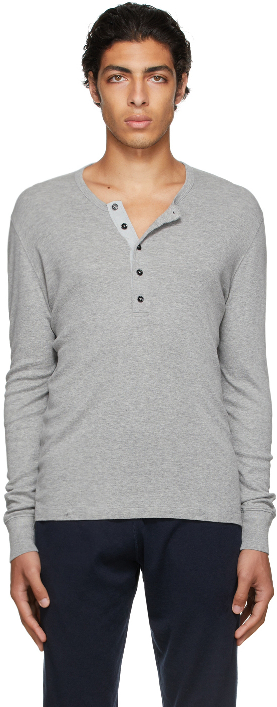 TOM FORD Grey Cotton & Modal Henley TOM FORD