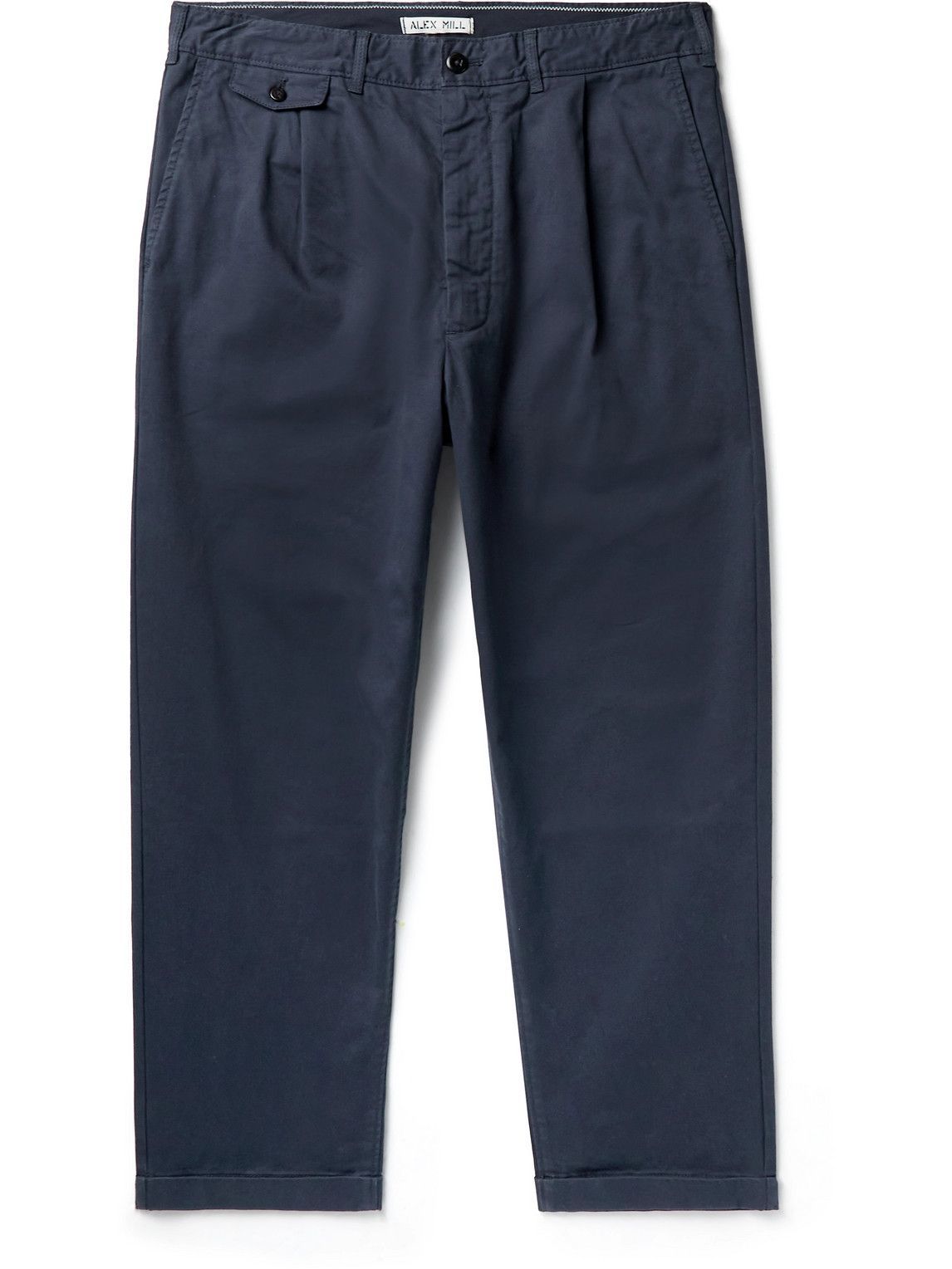 Alex Mill - Cropped Tapered Cotton-Blend Twill Chinos - Blue Alex Mill