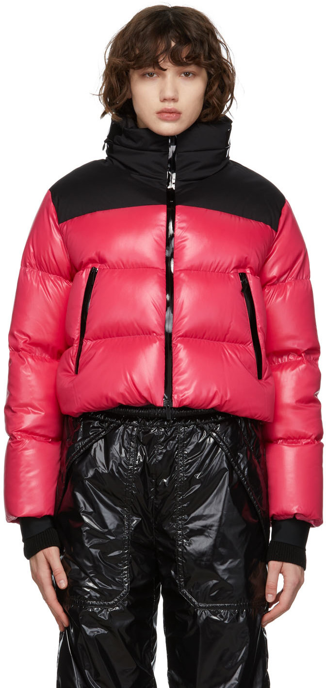 pink and black moncler coat