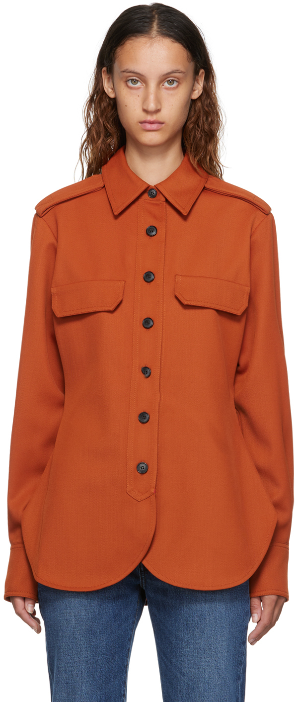 Victoria Beckham Orange Relaxed Utility Shirt Victoria Beckham