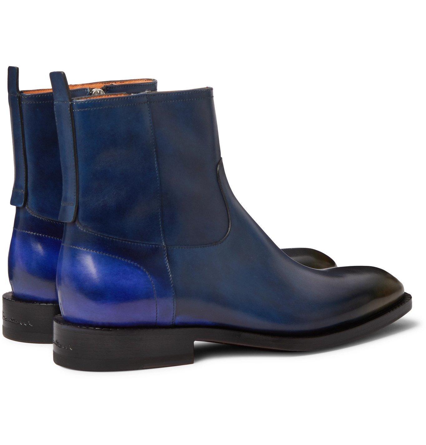 Santoni - DÃ©gradÃ© Polished-Leather Chelsea Boots - Blue Santoni