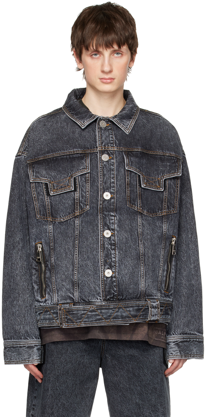 Balmain Black Oversized Denim Jacket Balmain