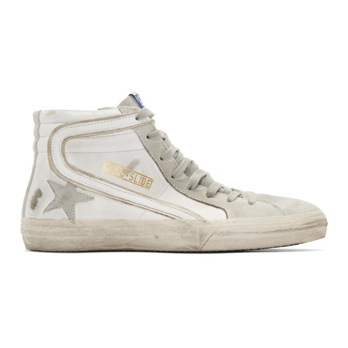 golden goose white slide sneakers