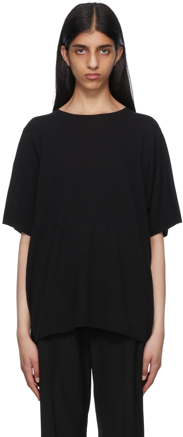 Totême Black Mulberry Silk T-Shirt Toteme