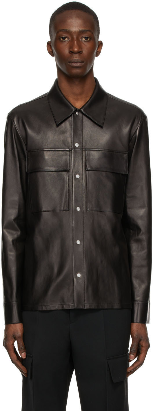 Jil Sander Black Leather Shirt Jacket Jil Sander