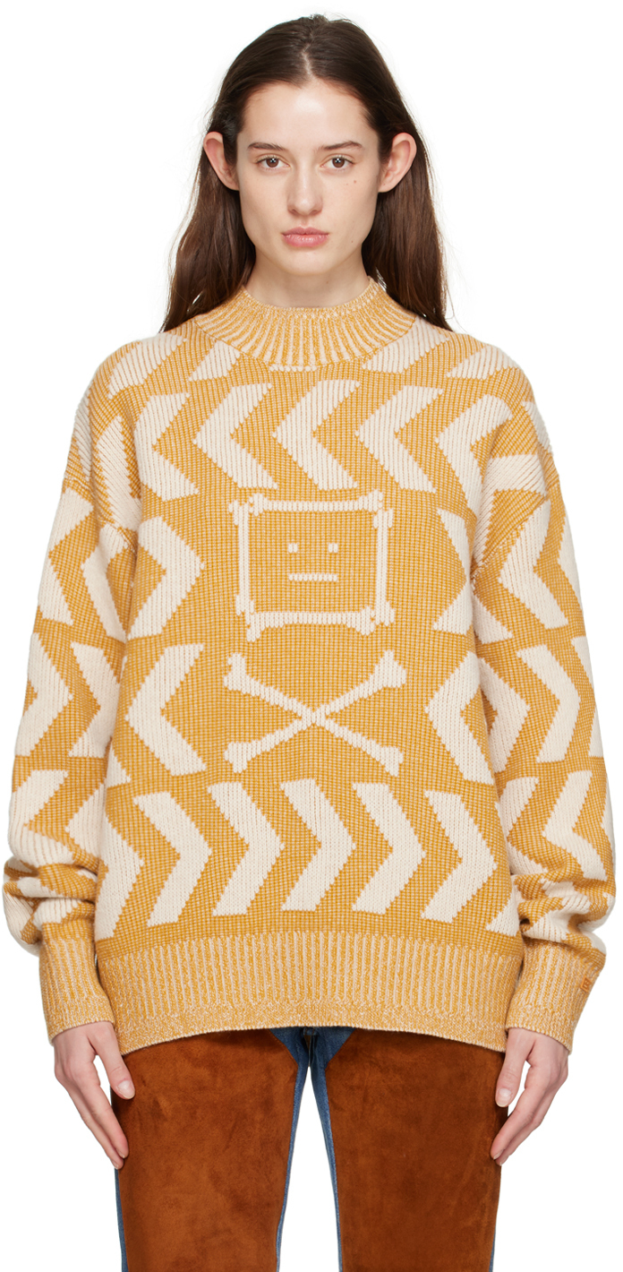 STRIPE MOCK-NECK SWEATER (LIGHT YELLOW)