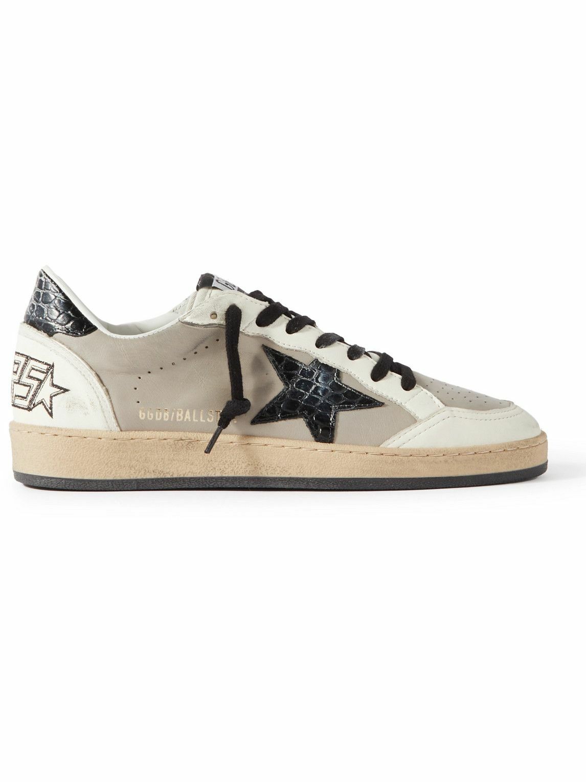 Golden Goose - Ballstar Distressed Appliquéd Leather Sneakers - Gray ...