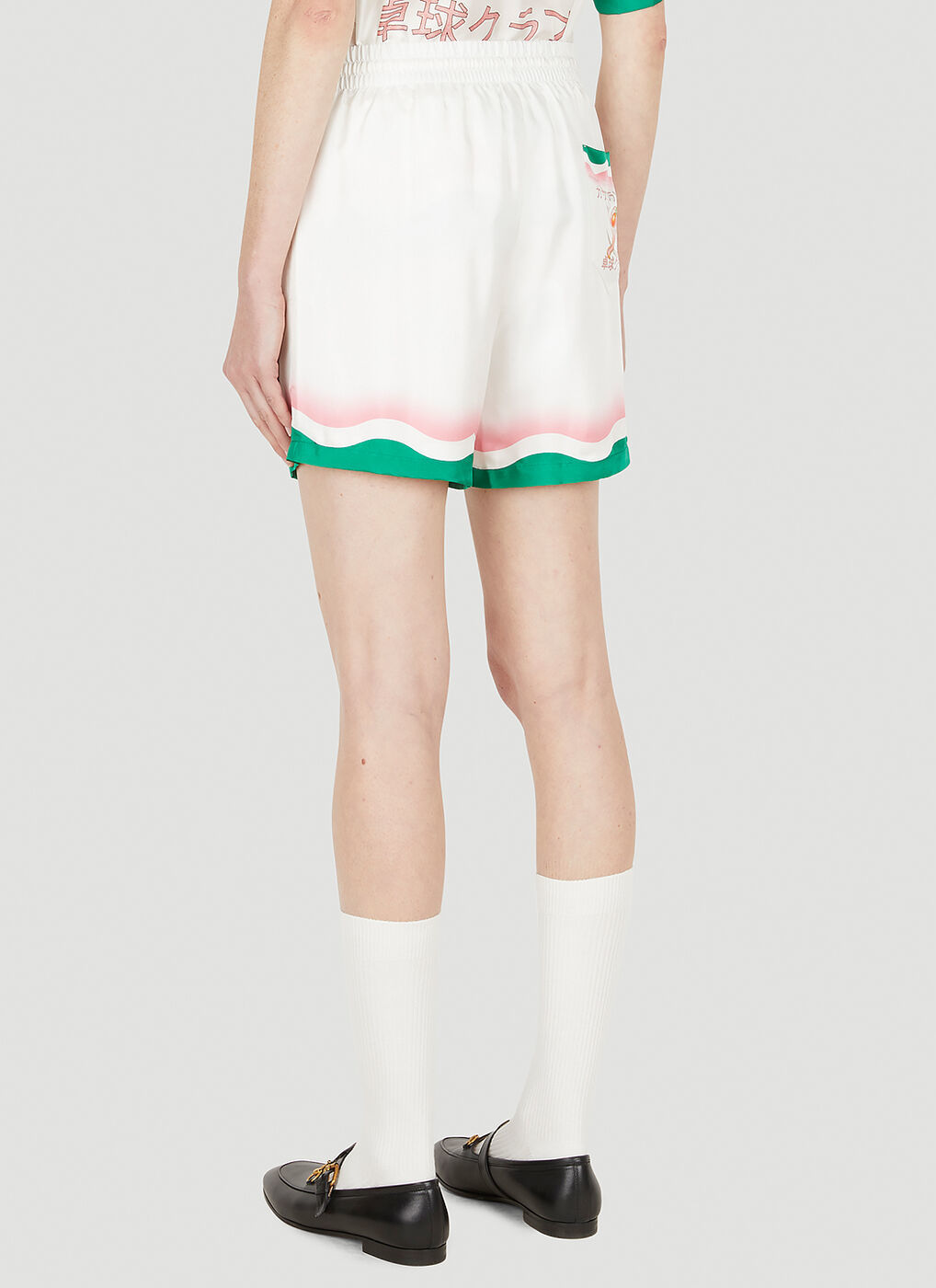 Womens Clothing Shorts Cargo shorts CASABLANCA Silk Le Jeu De Ping Pong Wave-print Shorts in White 