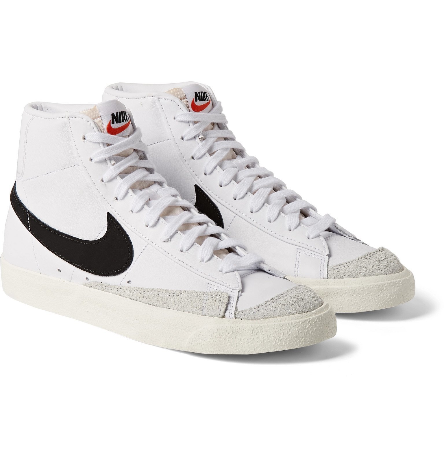 Nike - Blazer Mid '77 Suede-Trimmed Leather Sneakers - White Nike قطع غيار بورش