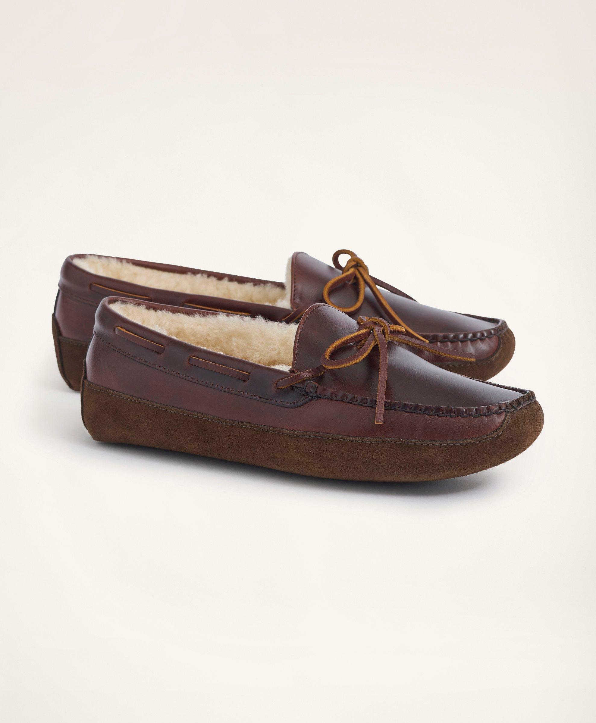 Brooks Brothers Men's Lone Tree Shearling Slipper Shoes | Brown