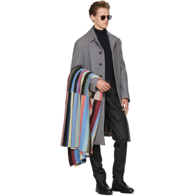 Thom Browne Grey Wool and Cashmere Bal Collar Coat Thom Browne