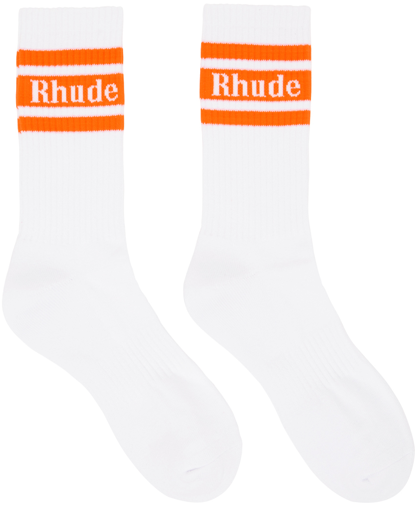 Rhude White Stripe Socks Rhude