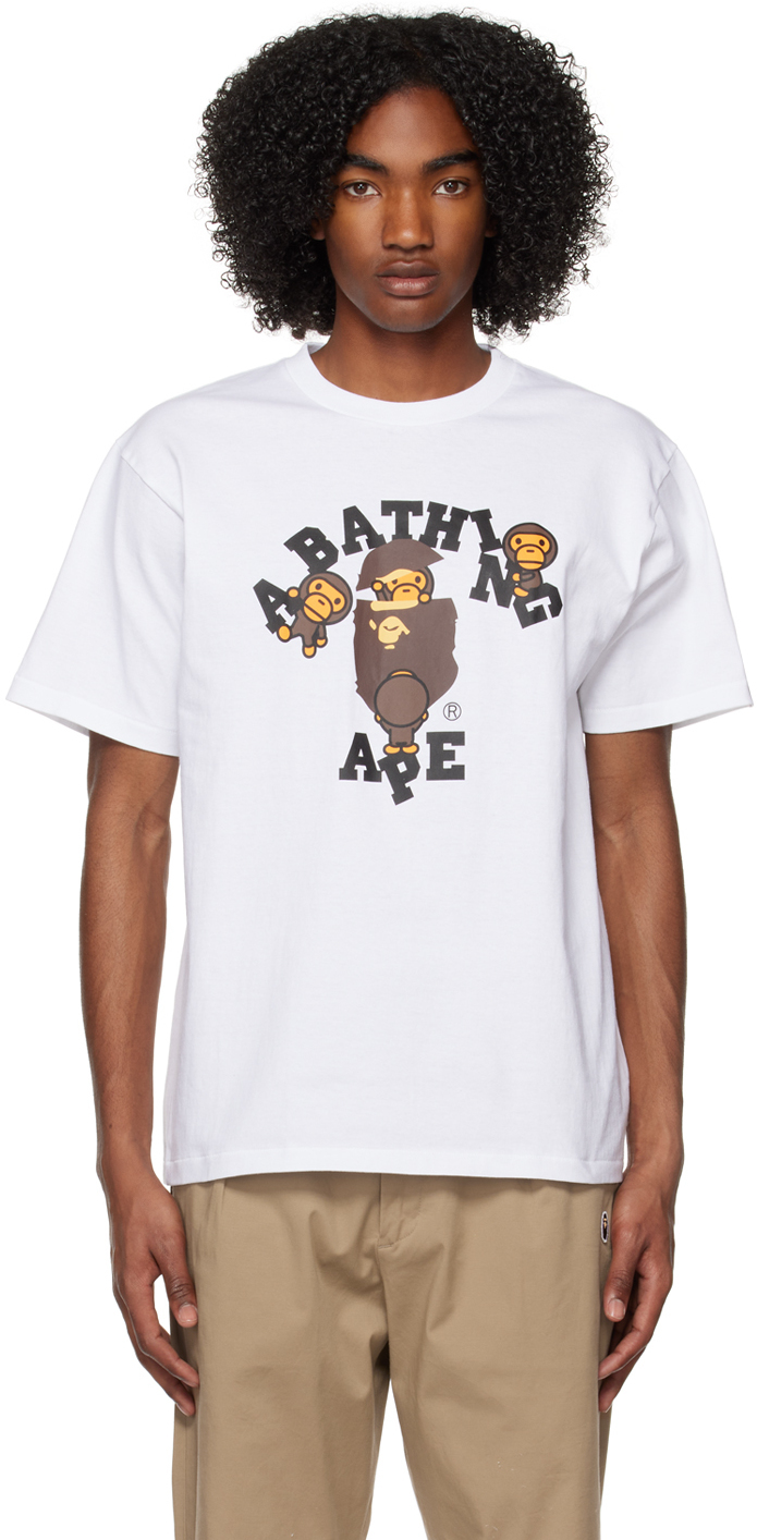 BAPE White College Milo T-Shirt A Bathing Ape