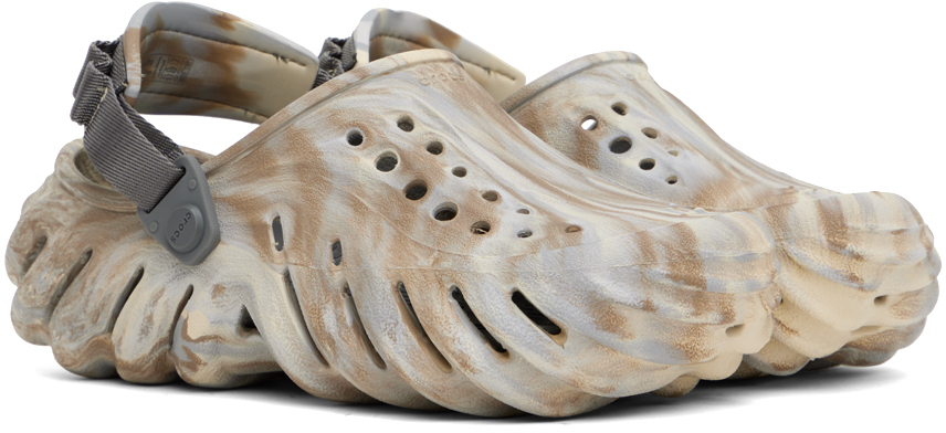 Crocs Off-White & Beige Echo Marbled Clogs Crocs