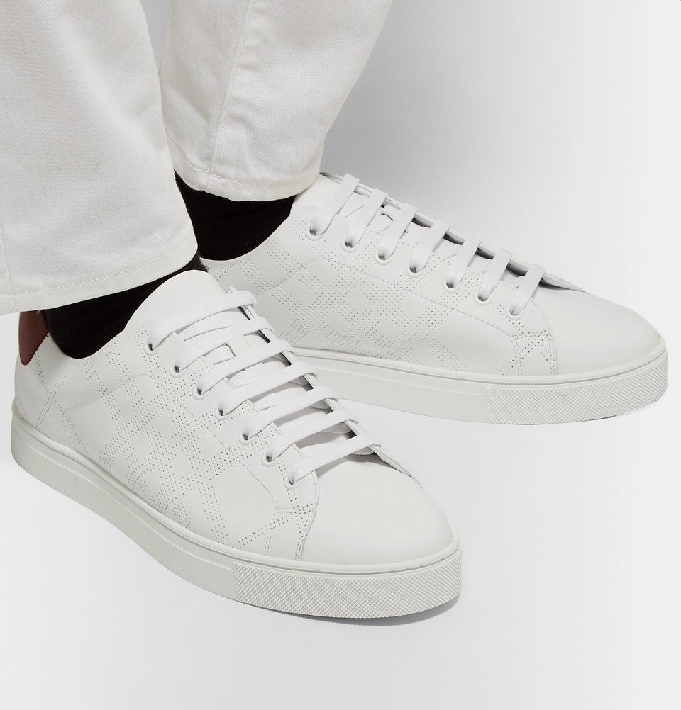 Burberry - Perforated Leather Sneakers - Men - White Burberry