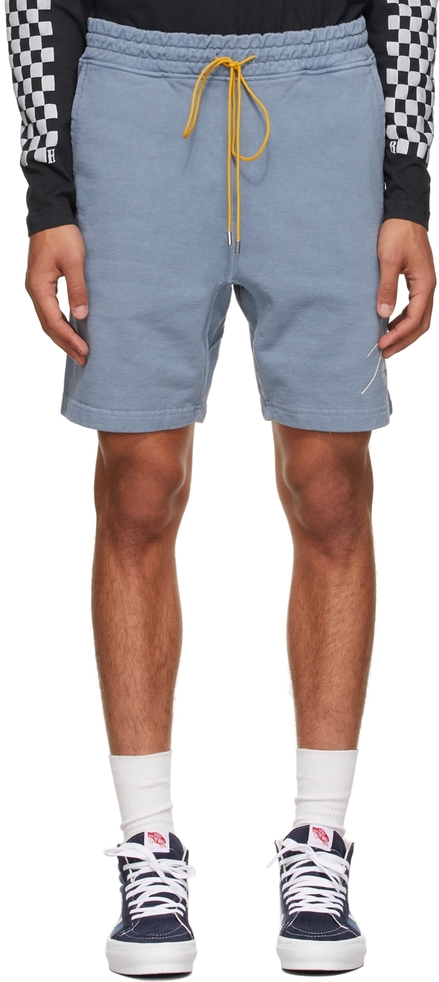 Rhude Blue Logo Sweat Shorts Rhude
