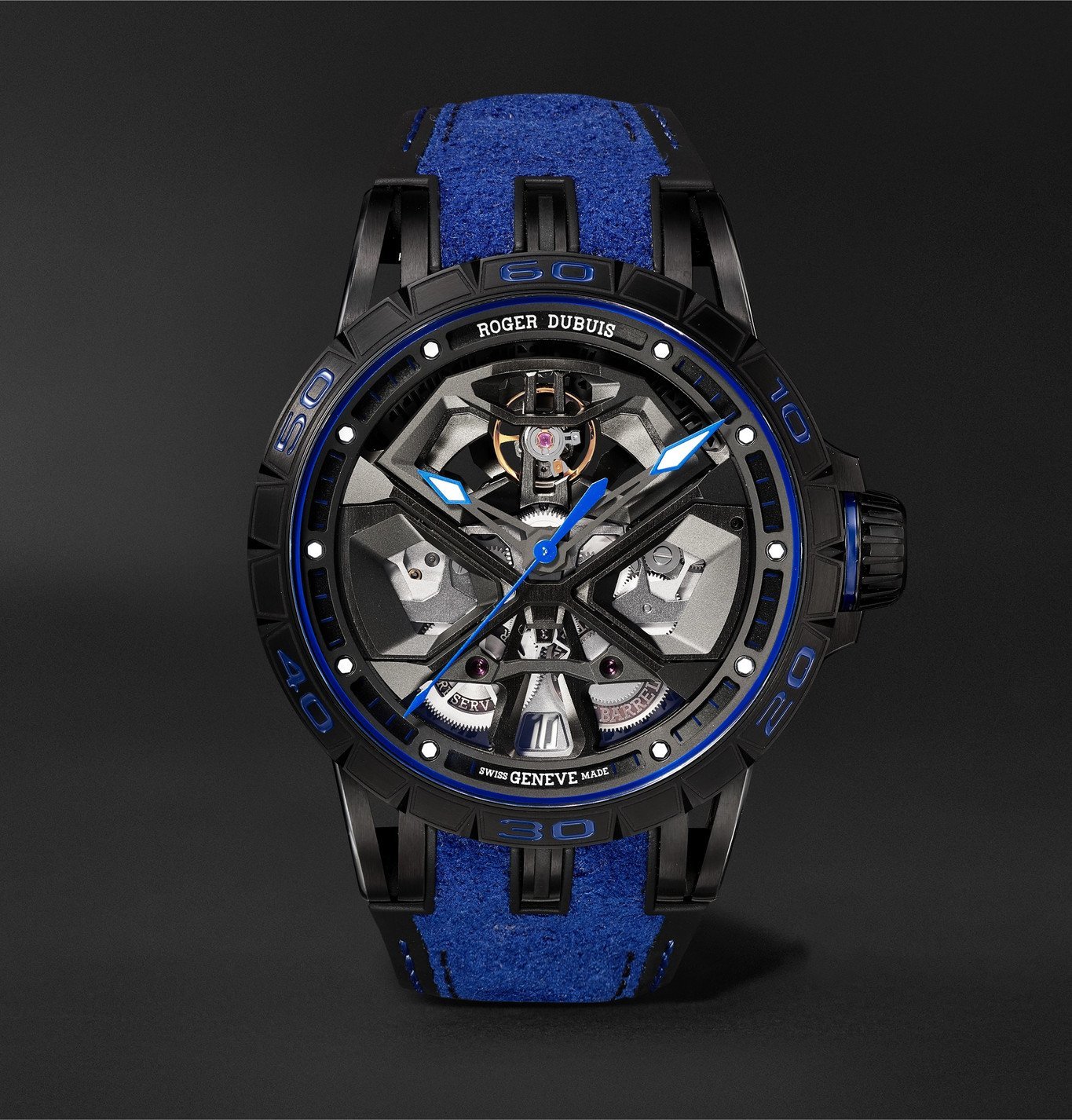 Roger Dubuis - Excalibur Huracán Automatic Skeleton 45mm Titanium and  Rubber Watch, Ref. No. RDDBEX0749 - Black Roger Dubuis