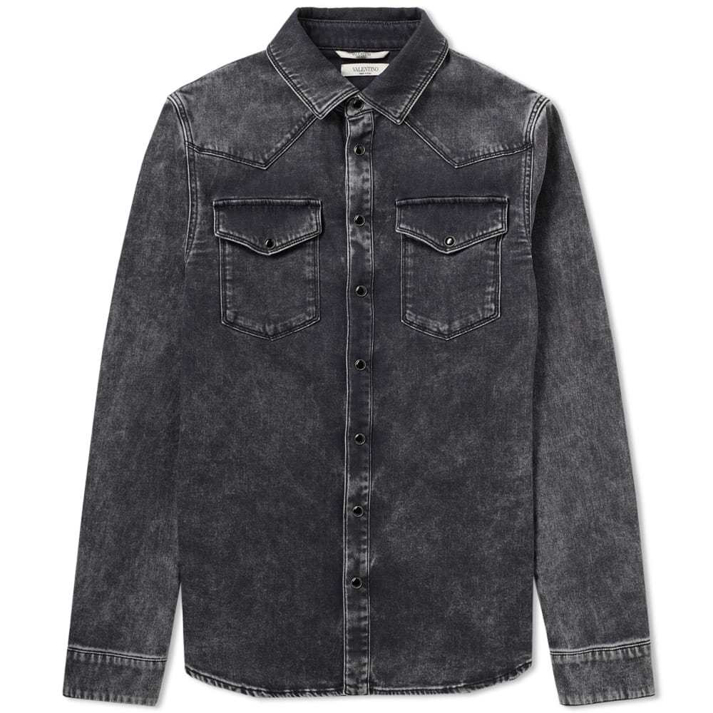 Valentino Washed Denim Western Shirt Black Valentino