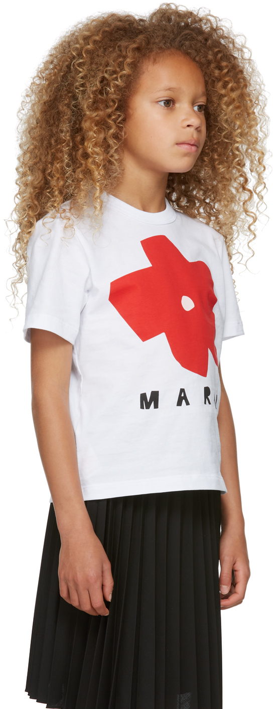 Marni Kids White & Red Graphic T-Shirt Marni