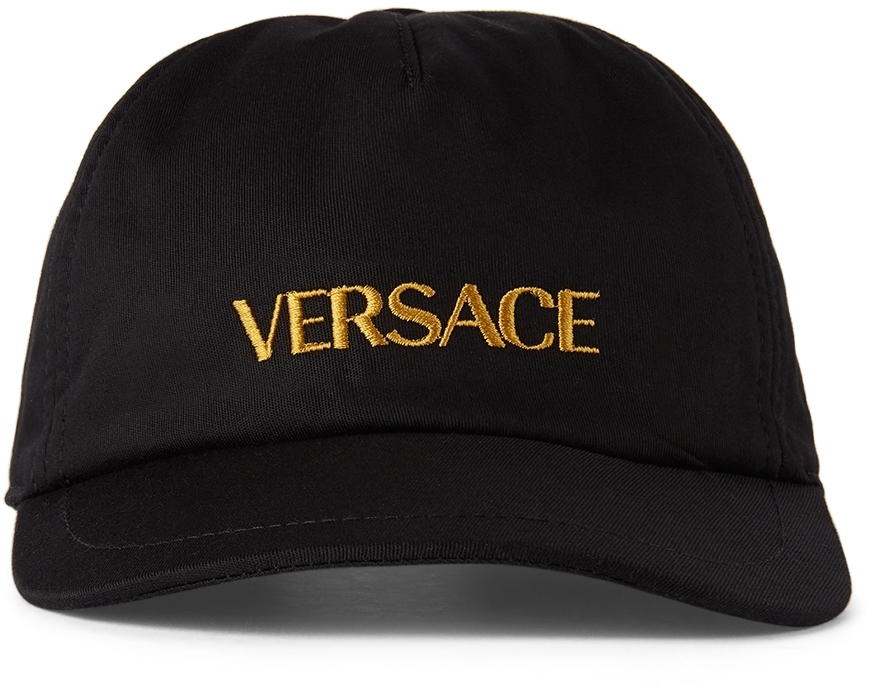 Versace Kids Black & Gold Logo Baseball Cap Versace