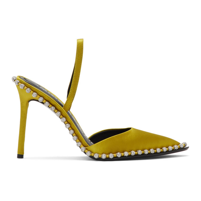 yellow satin heels