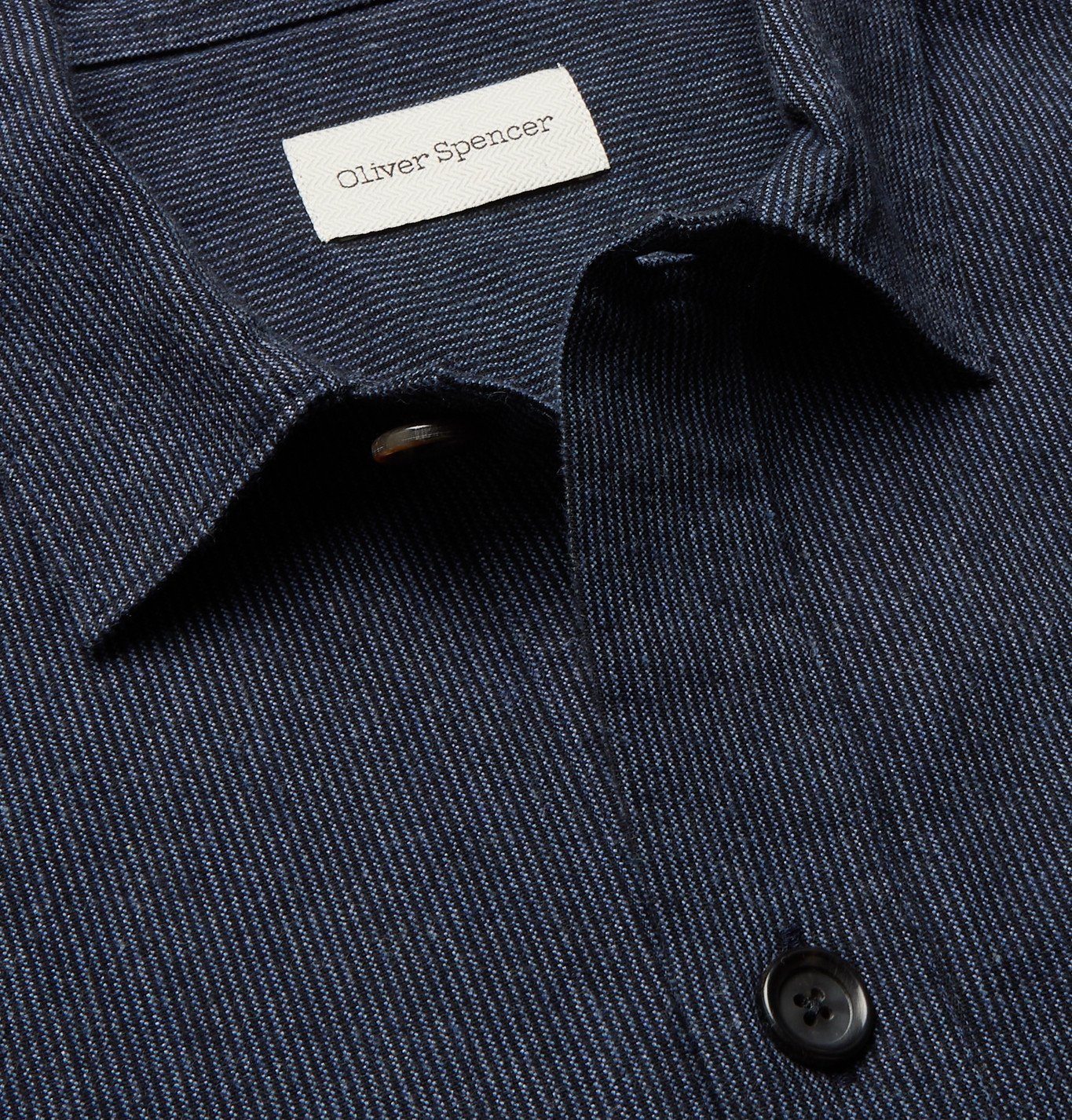OLIVER SPENCER - Evanson Pinstriped Cotton Half-Placket Shirt - Blue