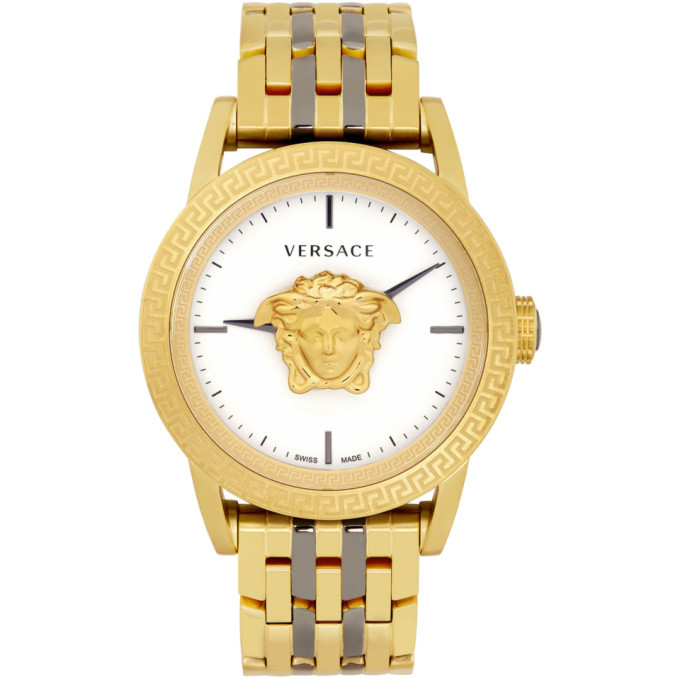 Versace Gold and Gunmetal Palazzo Empire Watch Versace