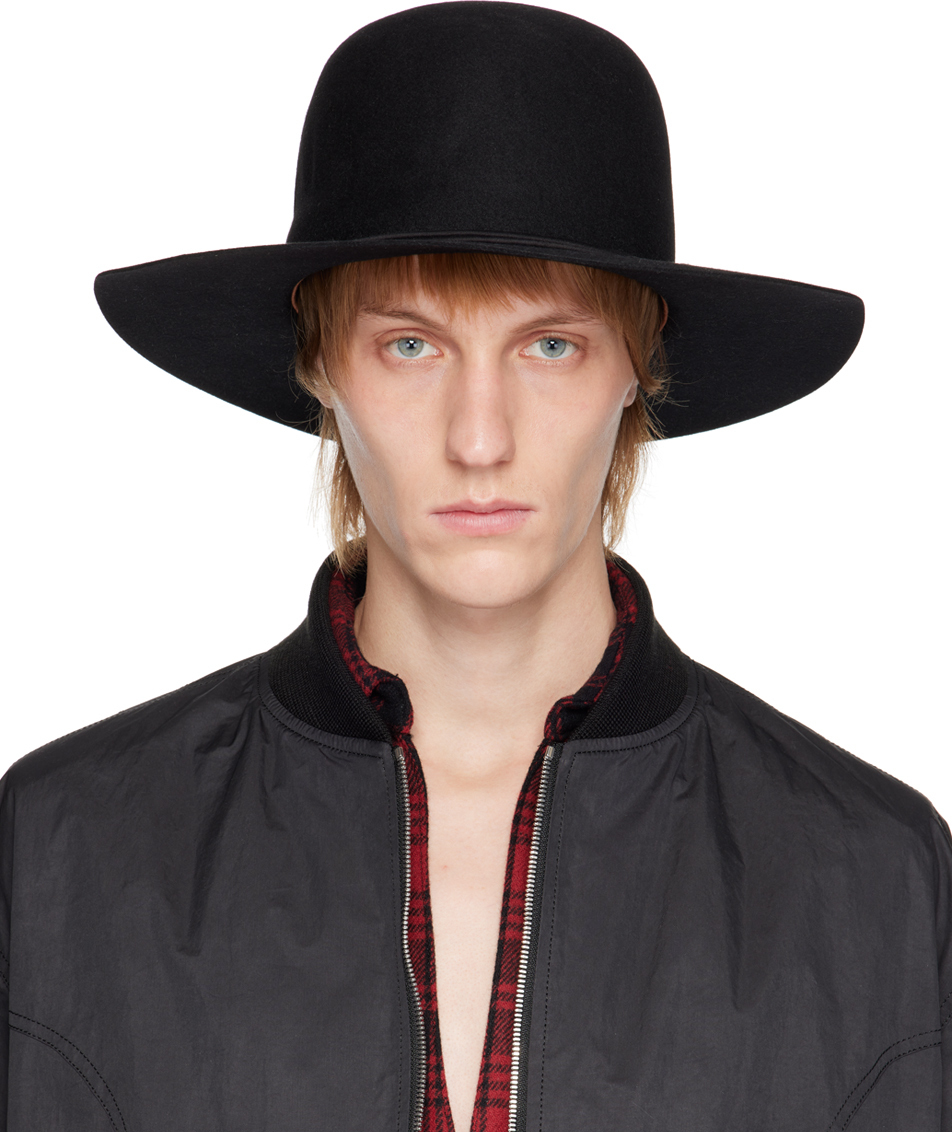The Letters Black Fur Wide Fedora