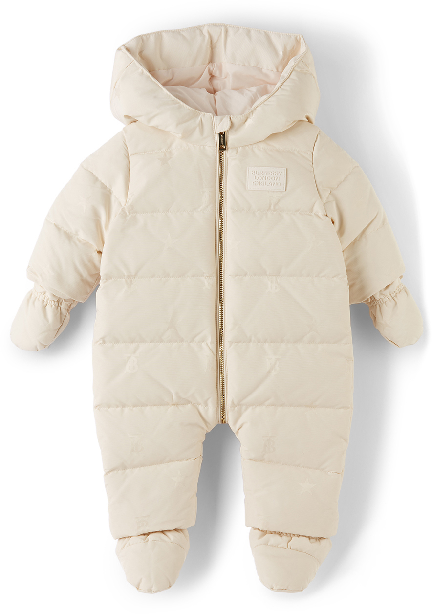 Burberry Baby Off-White Down Star Monogram Puffer Snowsuit Burberry