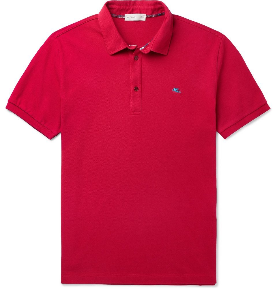 Etro - Logo-Embroidered Cotton-Piqué Polo Shirt - Red Etro